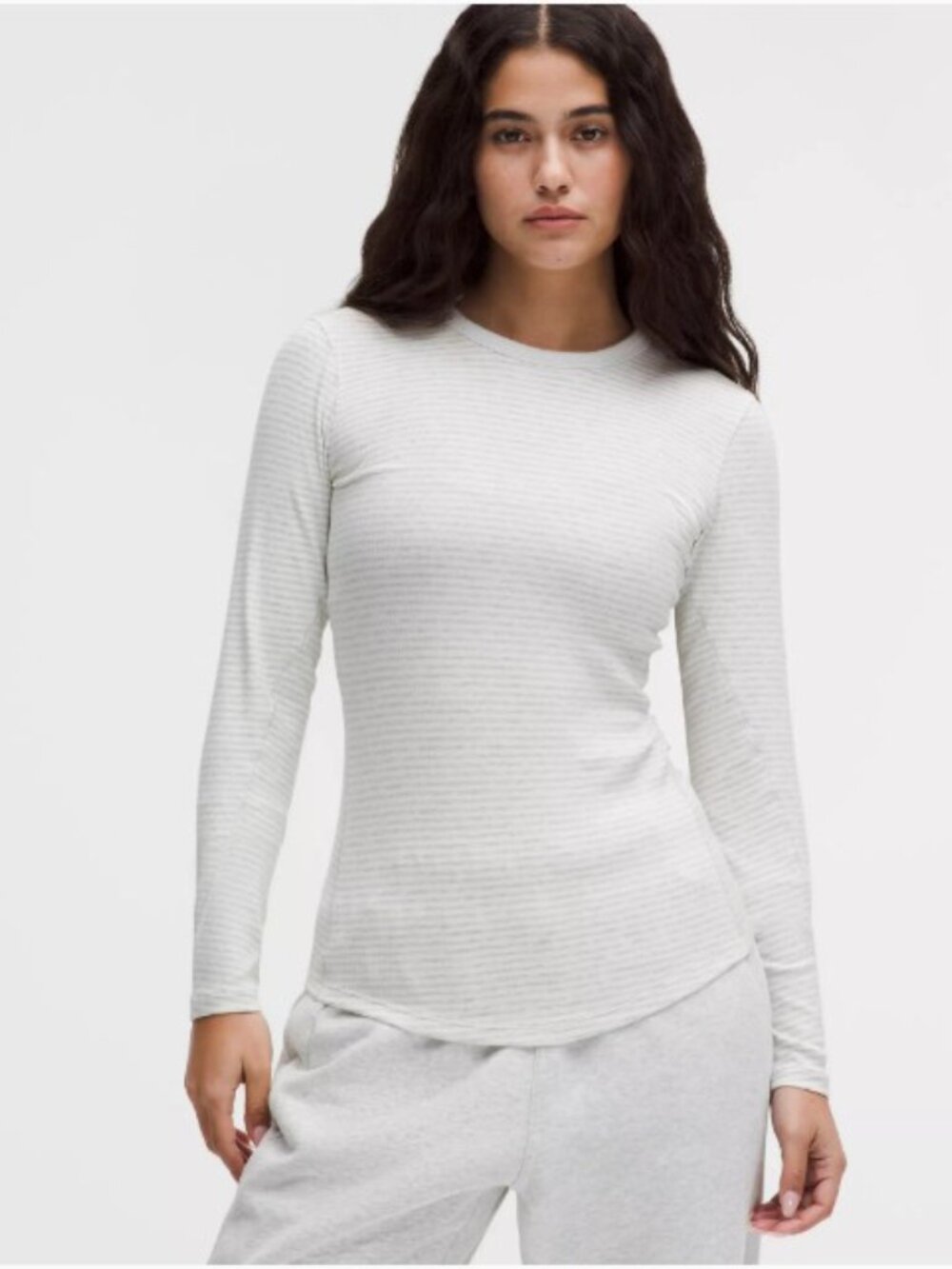 NEW Lululemon Hold Tight Long Sleeve Tee in Light Heather Stripe